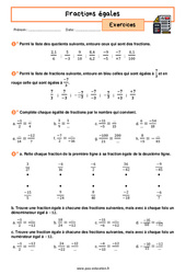 Fractions égales - Exercices avec les corrigés : 2eme Secondaire - PDF à imprimer