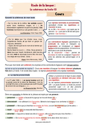 Cohérence du texte (N°1) - Séquence complète : 2eme Secondaire - PDF à imprimer
