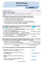 Cohérence du texte (N°1) - Examen Evaluation avec la correction : 2eme Secondaire - PDF à imprimer