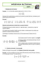 Multiplication de fractions - Séquence complète : 2eme Secondaire - PDF à imprimer