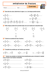 Multiplication de fractions - Exercices avec les corrigés : 2eme Secondaire - PDF à imprimer