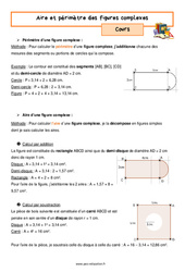 Aire et périmètre des figures complexes - Cours : 1ere Secondaire - PDF à imprimer