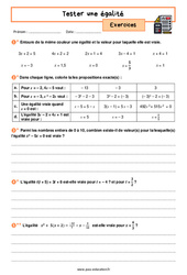 Tester une égalité - Exercices avec les corrigés : 2eme Secondaire - PDF à imprimer