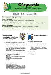 Se déplacer au quotidien dans un autre lieu du monde - Séquence + vidéo - Miss Boussole : 5eme Primaire - PDF à imprimer