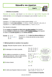 Résoudre une équation - Cours : 2eme Secondaire - PDF à imprimer