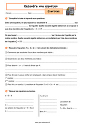 Résoudre une équation - Exercices avec les corrigés : 2eme Secondaire - PDF à imprimer