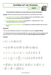 Synthèse sur les fractions - Séquence complète : 2eme Secondaire - PDF à imprimer