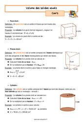 Volume des solides usuels - Séquence complète : 1ere Secondaire - PDF à imprimer