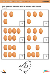 Ajoute en dessinant ou enlève en barrant des œufs - Chandeleur : 3eme Maternelle - Cycle Fondamental - PDF à imprimer