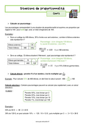 Situations de proportionnalité - Cours : 2eme Secondaire - PDF à imprimer