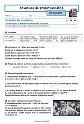 Situations de proportionnalité - Examen Evaluation avec la correction : 2eme Secondaire - PDF à imprimer
