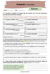 Les pronoms (personnels, possessifs, adverbial, numéral, ...) - Exercices avec les corrigés : 2eme Secondaire - PDF à imprimer
