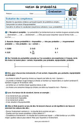 Notion de probabilité - Examen Evaluation avec la correction : 2eme Secondaire - PDF à imprimer