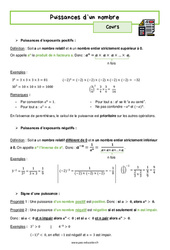 Puissances de nombres relatifs - Séquence complète : 2eme Secondaire - PDF à imprimer