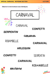 Carnaval - Lecture : 2eme Maternelle - Cycle Fondamental - PDF à imprimer