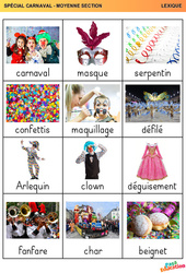 Carnaval - Vocabulaire : 2eme Maternelle - Cycle Fondamental - PDF à imprimer