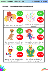 Carnaval (oui ou non) - Questionner le monde en maternelle : 1ere Maternelle - Cycle Fondamental - PDF à imprimer