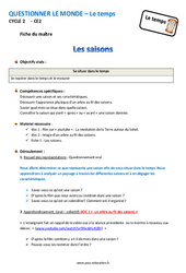 Séquence - Fiche de préparation Saisons - Séquence - Fiche de préparation - Le temps : 3eme Primaire - PDF à imprimer