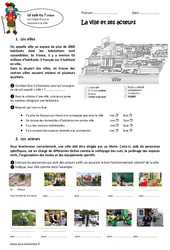 La ville et ses acteurs - Exercices : 3eme Primaire - PDF à imprimer