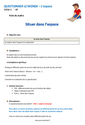 Séquence - Fiche de préparation Situer dans l’espace - Séquence - Fiche de préparation : 1ere Primaire - PDF à imprimer