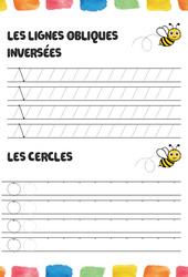 Les lignes inversées et les cercles - Fichier graphisme : 1ere, 2eme, 3eme Maternelle - Cycle Fondamental - PDF à imprimer