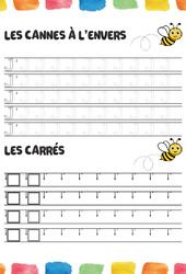 Cannes à l'envers & les carrés - Fichier graphisme : 1ere, 2eme, 3eme Maternelle - Cycle Fondamental - PDF à imprimer