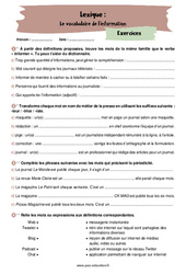 Le vocabulaire de l’information - Exercices avec les corrigés : 2eme Secondaire - PDF à imprimer