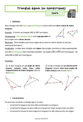 Triangles égaux (ou isométriques) - Séquence complète : 2eme Secondaire - PDF à imprimer