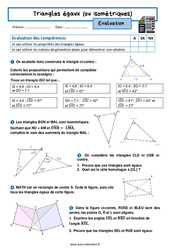 Triangles égaux (ou isométriques) - Examen Evaluation avec la correction : 2eme Secondaire - PDF à imprimer