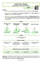 Calcul des volumes - Cours : 2eme Secondaire - PDF à imprimer