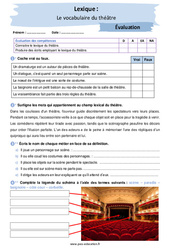 Le vocabulaire du théâtre - Examen Evaluation avec la correction : 2eme Secondaire - PDF à imprimer
