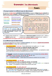 Les déterminants (possessif, interrogatif, exclamatif, numéral , indéfini) - Cours : 2eme Secondaire - PDF à imprimer
