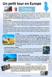 Tirana - Escale 8 - Petit tour en Europe -  semaine de Juillet - Cahier de vacances : 1ere, 2eme Secondaire - PDF à imprimer