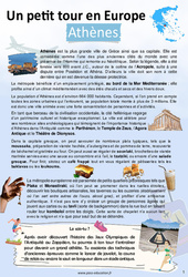 Athènes - Escale 9 - Petit tour en Europe - 1ère semaine d'Août - Cahier de vacances : 1ere, 2eme Secondaire - PDF à imprimer