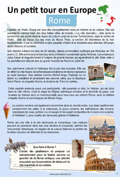 Rome - Escale 10 - Petit tour en Europe - 2ème semaine d'Août - Cahier de vacances : 1ere, 2eme Secondaire - PDF à imprimer
