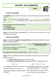 Comment calculer une probabilité - Séquence complète : 2eme Secondaire - PDF à imprimer