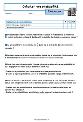Comment calculer une probabilité - Examen Evaluation avec la correction : 2eme Secondaire - PDF à imprimer