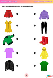 Les vêtements - les couleurs - Discrimination visuelle : 1ere, 2eme Maternelle - Cycle Fondamental - PDF à imprimer