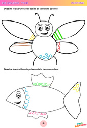 Animaux - Les couleurs - Graphisme : 1ere, 2eme Maternelle - Cycle Fondamental - PDF à imprimer
