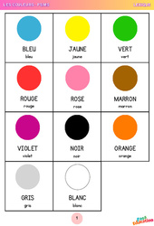 Les couleurs - Vocabulaire : 1ere, 2eme Maternelle - Cycle Fondamental - PDF à imprimer