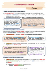 L’adjectif - Cours : 2eme Secondaire - PDF à imprimer