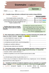 L’adjectif - Exercices avec les corrigés : 2eme Secondaire - PDF à imprimer