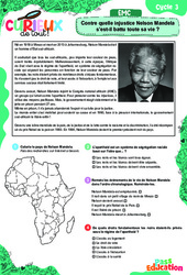 Nelson Mandela - Curieux de tout - Journée contre le racisme - 21 Mars : 4eme, 5eme, 6eme Primaire - PDF gratuit à imprimer