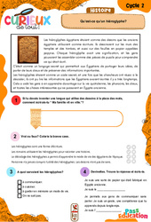 Qu’est - ce qu’un hiéroglyphe&nbsp;? - Curieux de tout : 2eme, 3eme Primaire - PDF à imprimer