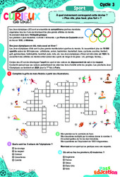 JO - Jeux Olympiques - Curieux de tout : 4eme, 5eme, 6eme Primaire - PDF gratuit à imprimer