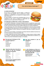 D’où vient le fameux hamburger ? - Curieux de tout : 1ere, 2eme, 3eme Secondaire - PDF à imprimer