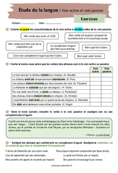 Voix active et voix passive - Exercices avec les corrigés : 2eme Secondaire - PDF à imprimer