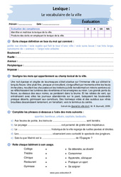 Le vocabulaire relatif à la ville - Examen Evaluation avec la correction : 2eme Secondaire - PDF à imprimer