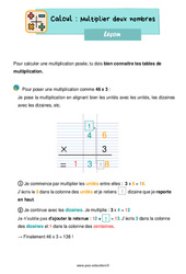 Multiplier deux nombres - Cours, Leçon : 2eme Primaire - PDF gratuit à imprimer