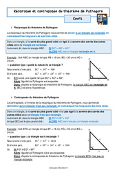 Réciproque et contraposée du théorème de Pythagore - Séquence complète : 3eme Secondaire - PDF à imprimer